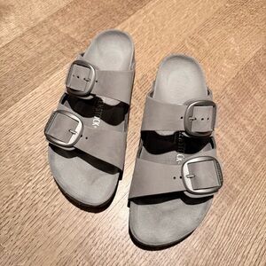 Birkenstock Silver Grey Suede Sandals
